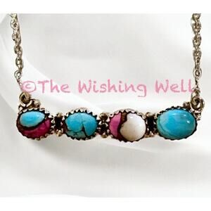 Cotton Candy Bar Necklace 925 Silver 18-22”